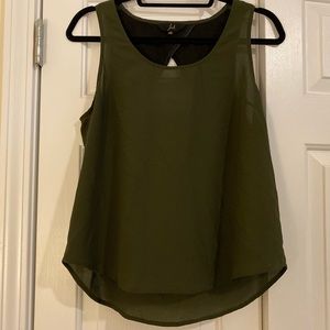 Leather Back Olive Green Jack Tank Top